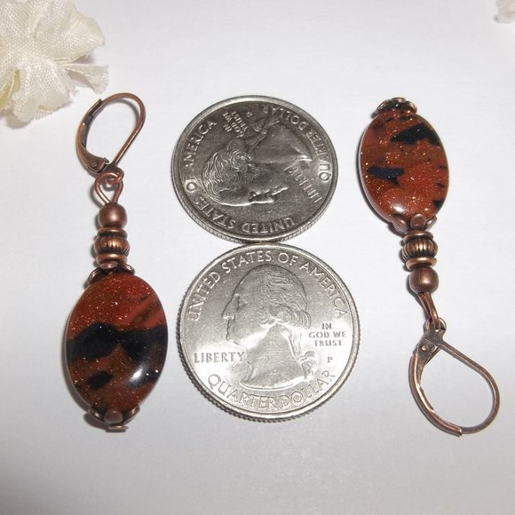 Earrings, Orange Earrings, Rust Earrings, Boho Earrings, Sandstone Earring 7923 - Picture 3 of 8